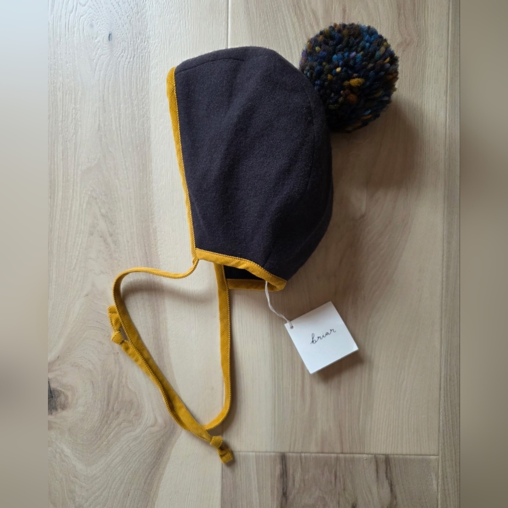 Navy and Yellow Pom-Pom Hat